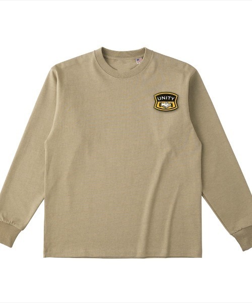 Ol' Basics（オールベーシックス）の「Ol' Basics（オール・ベーシックス） 長袖Tシャツ シェイクハンド プリント ワンポイント USコットン100% 8.1オンス オープンエンド生地 メンズ ユニセックス アメカジ（Tシャツ/カットソー・メンズ・サンドベージュ/ブラック/ナチュラル/ダークグリーン/ネイビー/ホワイト・L/XL/M/S）」の3枚目の写真