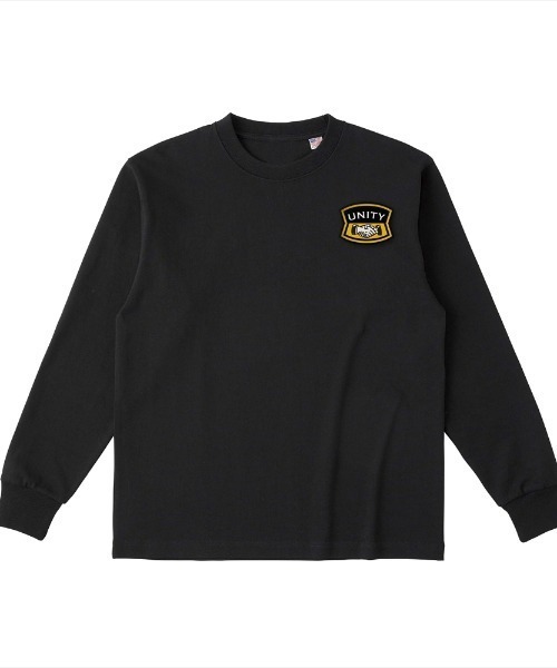 Ol' Basics（オールベーシックス）の「Ol' Basics（オール・ベーシックス） 長袖Tシャツ シェイクハンド プリント ワンポイント USコットン100% 8.1オンス オープンエンド生地 メンズ ユニセックス アメカジ（Tシャツ/カットソー・メンズ・サンドベージュ/ブラック/ナチュラル/ダークグリーン/ネイビー/ホワイト・L/XL/M/S）」の2枚目の写真