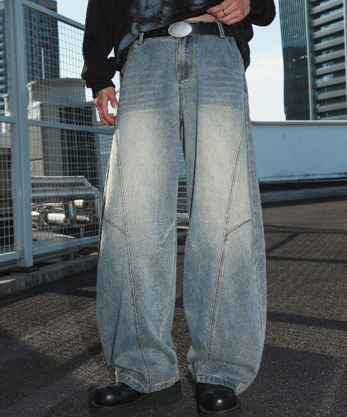 DOUBLE STEAL(ダブルスティール)の「DSパネルデザインワイドデニム(デニムパンツ・メンズ・ブラック/ブルー・X-LARGE/LARGE/MEDIUM/SMALL)」の2枚目の写真