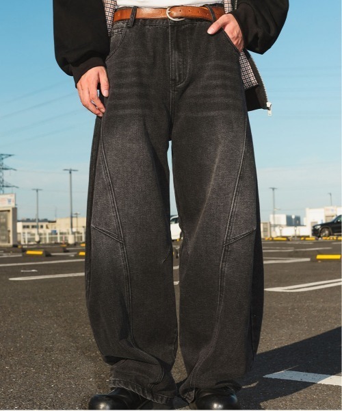 DOUBLE STEAL(ダブルスティール)の「DSパネルデザインワイドデニム(デニムパンツ・メンズ・ブラック/ブルー・X-LARGE/LARGE/MEDIUM/SMALL)」の3枚目の写真