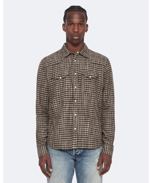 ALLSAINTS(オールセインツ)の「COURT REGULAR-FIT DOUBLE-FACED SHIRT | COURT レギュラーフィット ダブルフェイス シャツ(シャツ/ブラウス・メンズ・カーキブラウン・S/M/L)」の1枚目の写真