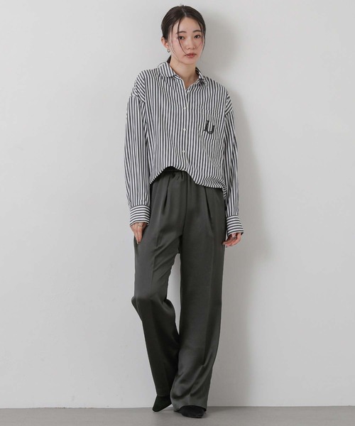 Gready Brilliant(グレディブリリアン)の「サテンセミフレア(その他パンツ・レディース・チャコールグレー/アイボリー・38/36)」の11枚目の写真