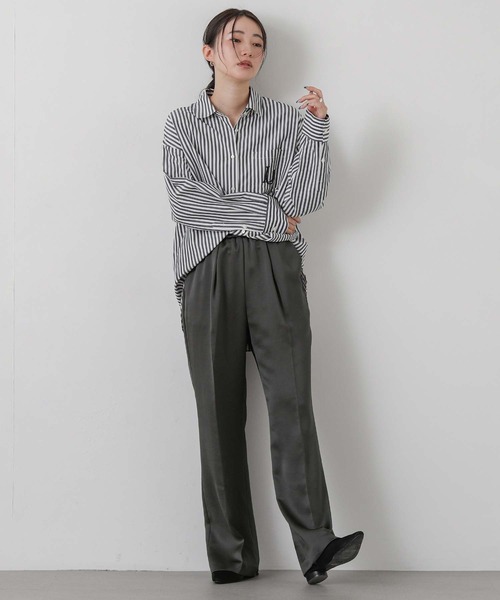 Gready Brilliant(グレディブリリアン)の「サテンセミフレア(その他パンツ・レディース・チャコールグレー/アイボリー・38/36)」の14枚目の写真