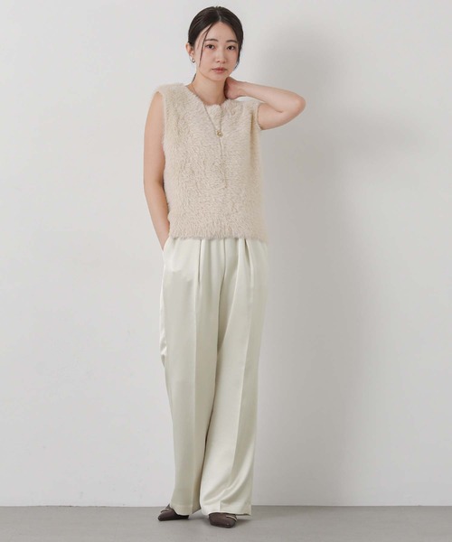 Gready Brilliant(グレディブリリアン)の「サテンセミフレア(その他パンツ・レディース・チャコールグレー/アイボリー・38/36)」の3枚目の写真