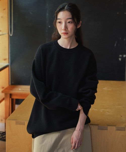 STEP AROUND(ステップアラウンド)の「スーパーファインウールジャガードニット MTM ブラック(ニット/セーター・レディース・その他・FREE)」の1枚目の写真