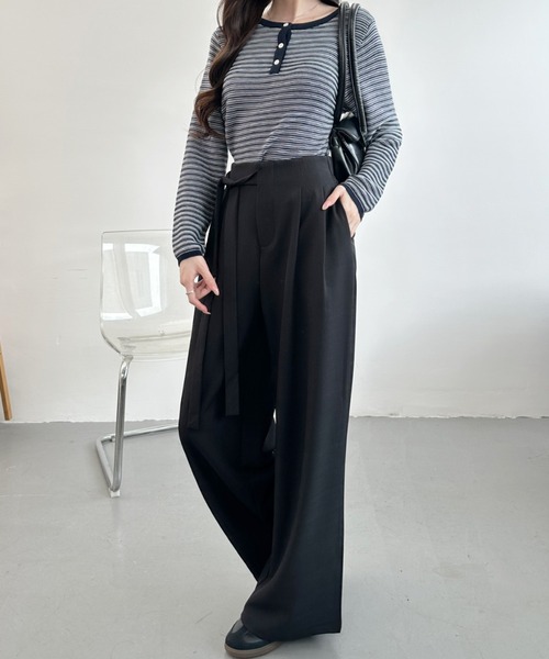 Ada.（エイダ）の「ウエスト リボン タック パンツ（その他パンツ・レディース・ベージュ/ブラック/グレー・LARGE/MEDIUM）」の15枚目の写真