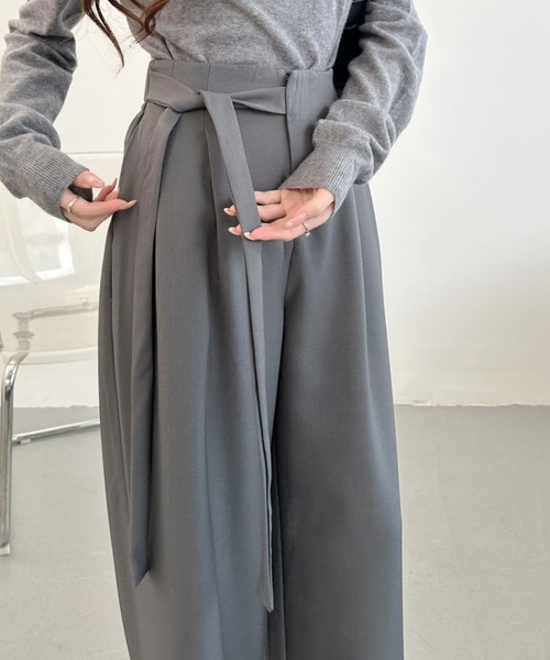 Ada.（エイダ）の「ウエスト リボン タック パンツ（その他パンツ・レディース・ベージュ/ブラック/グレー・LARGE/MEDIUM）」の19枚目の写真