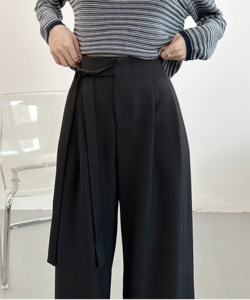 Ada.（エイダ）の「ウエスト リボン タック パンツ（その他パンツ・レディース・ベージュ/ブラック/グレー・LARGE/MEDIUM）」の16枚目の写真