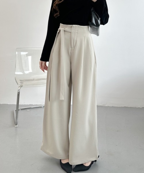 Ada.（エイダ）の「ウエスト リボン タック パンツ（その他パンツ・レディース・ベージュ/ブラック/グレー・LARGE/MEDIUM）」の12枚目の写真