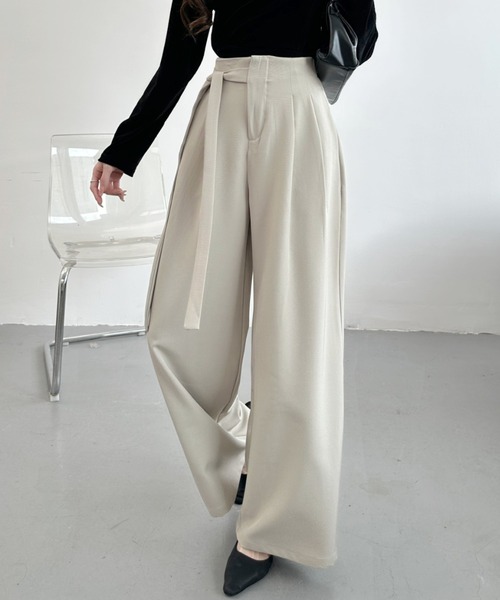 Ada.（エイダ）の「ウエスト リボン タック パンツ（その他パンツ・レディース・ベージュ/ブラック/グレー・LARGE/MEDIUM）」の7枚目の写真