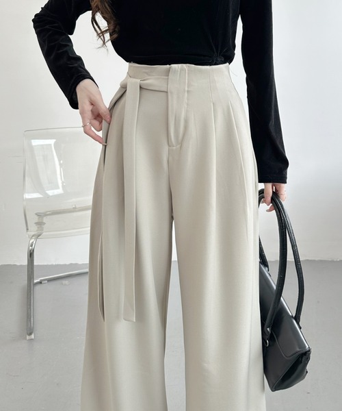 Ada.（エイダ）の「ウエスト リボン タック パンツ（その他パンツ・レディース・ベージュ/ブラック/グレー・LARGE/MEDIUM）」の11枚目の写真