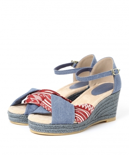 GLOBAL WORK(グローバルワーク)の「ヒネリジュートウエッジ/711566(サンダル・レディース・ホワイト/ブラック/ブルー/グリーン系カモフラージュ・SMALL/MEDIUM/LARGE)」の3枚目の写真