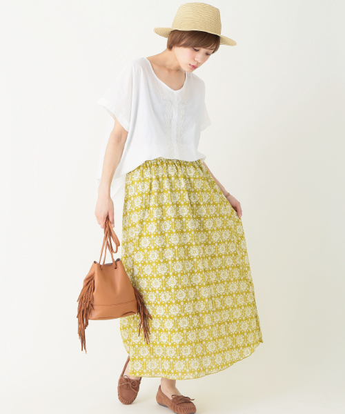 earth music&ecology（アースミュージックアンドエコロジー）の「エスニック柄マキシスカート（スカート・レディース・ライトグリーン/ブルー・FREE）」の13枚目の写真