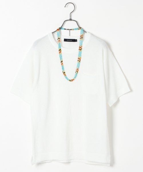 RAGEBLUE（レイジブルー）の「強撚ニット半袖/722256（ニット/セーター・メンズ・ホワイト/グリーン/ネイビー/ブルー/ブルー系その他・MEDIUM/LARGE）」の2枚目の写真