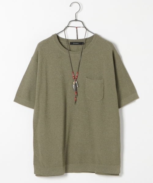 RAGEBLUE（レイジブルー）の「強撚ニット半袖/722256（ニット/セーター・メンズ・ホワイト/グリーン/ネイビー/ブルー/ブルー系その他・MEDIUM/LARGE）」の3枚目の写真