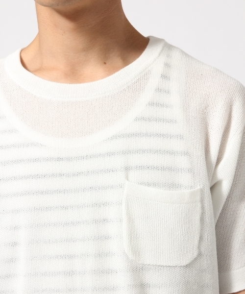 RAGEBLUE（レイジブルー）の「強撚ニット半袖/722256（ニット/セーター・メンズ・ホワイト/グリーン/ネイビー/ブルー/ブルー系その他・MEDIUM/LARGE）」の9枚目の写真