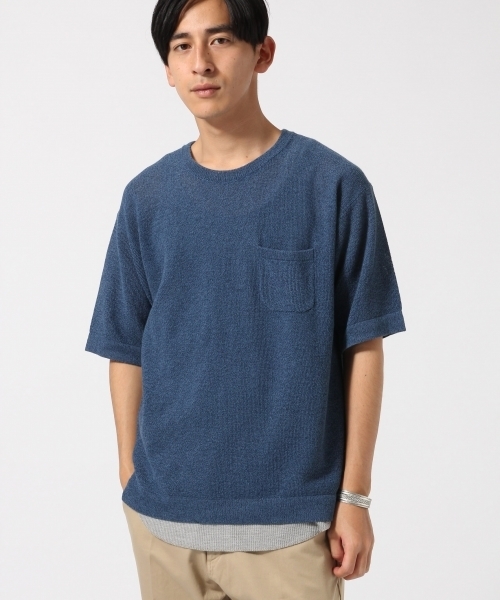 RAGEBLUE（レイジブルー）の「強撚ニット半袖/722256（ニット/セーター・メンズ・ホワイト/グリーン/ネイビー/ブルー/ブルー系その他・MEDIUM/LARGE）」の19枚目の写真