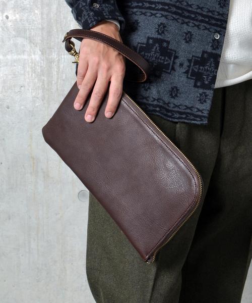 SHIPS（シップス）の「AMIACALVA for SHIPS: スモール レザー クラッチバッグ■（クラッチバッグ・メンズ・ブラック/ブラウン系その他/ブラウン/ネイビー/ダークネイビー/ナチュラル・ONE SIZE）」の3枚目の写真
