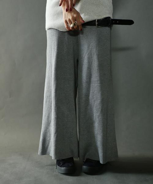 antiqua(アンティカ)の「リブワイドパンツ(その他パンツ・レディース・グレー/ブラック・M)」の2枚目の写真