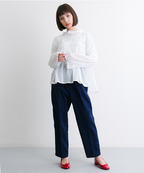 MERLOT（メルロー）の「ピンタックレーステープブラウス4911（シャツ/ブラウス・レディース・ピンク/オフホワイト/ブラック・FREE）」の14枚目の写真