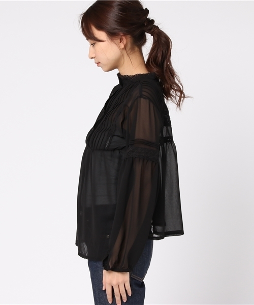 MERLOT（メルロー）の「ピンタックレーステープブラウス4911（シャツ/ブラウス・レディース・ピンク/オフホワイト/ブラック・FREE）」の6枚目の写真