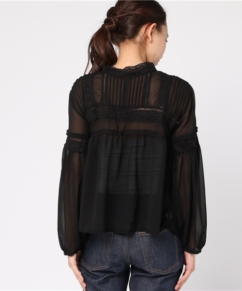 MERLOT（メルロー）の「ピンタックレーステープブラウス4911（シャツ/ブラウス・レディース・ピンク/オフホワイト/ブラック・FREE）」の7枚目の写真