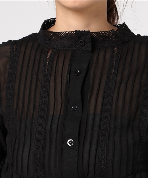 MERLOT（メルロー）の「ピンタックレーステープブラウス4911（シャツ/ブラウス・レディース・ピンク/オフホワイト/ブラック・FREE）」の8枚目の写真