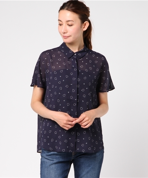 McGREGOR(マックレガー)の「ジョーゼットドットプリントブラウス(シャツ/ブラウス・レディース・ワインレッド/ネイビー・M/L)」の2枚目の写真