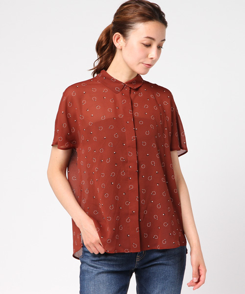McGREGOR(マックレガー)の「ジョーゼットドットプリントブラウス(シャツ/ブラウス・レディース・ワインレッド/ネイビー・M/L)」の1枚目の写真