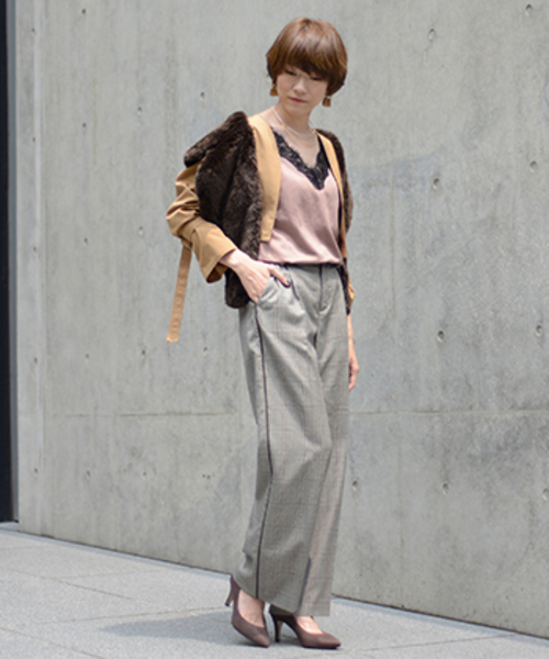 RIVE DROITE(リヴドロワ)の「グレンチェックワイドパンツ(その他パンツ・レディース・チャコールグレー/ベージュ・38/36)」の17枚目の写真