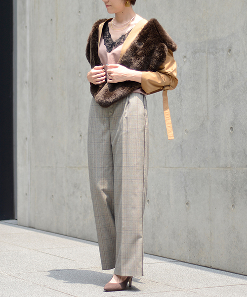 RIVE DROITE(リヴドロワ)の「グレンチェックワイドパンツ(その他パンツ・レディース・チャコールグレー/ベージュ・38/36)」の12枚目の写真
