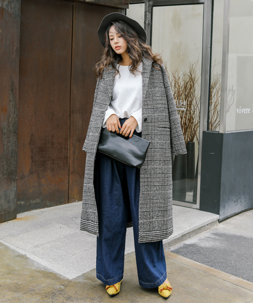 Ovovo オーヴォ の グレンチェックロング丈チェスターコート チェスターコート Wear