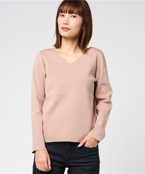 RIVE DROITE（リヴドロワ）の「ハートネックプルオーバー（ニット/セーター・レディース・オフホワイト/ベージュ/ピンク/ブラック・FREE）」の3枚目の写真