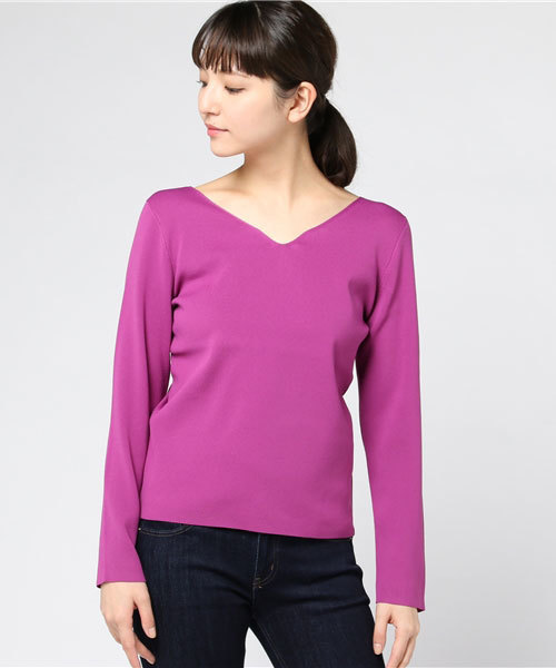 RIVE DROITE（リヴドロワ）の「ハートネックプルオーバー（ニット/セーター・レディース・オフホワイト/ベージュ/ピンク/ブラック・FREE）」の4枚目の写真