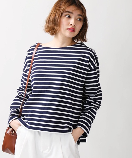 WEGO(ウィゴー)の「WEGO/バスクボーダーボートネックロングTシャツ(Tシャツ/カットソー)」|ブルー系その他3