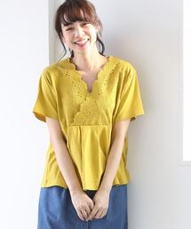 coen | レースコンビカシュクールプルオーバー(Tシャツ/カットソー)