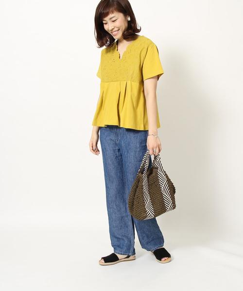 coen(コーエン)の「レースコンビカシュクールプルオーバー(Tシャツ/カットソー・レディース・ホワイト/ピンク/マスタード・FREE)」の19枚目の写真