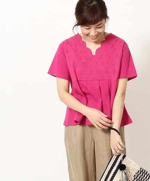 coen(コーエン)の「レースコンビカシュクールプルオーバー(Tシャツ/カットソー・レディース・ホワイト/ピンク/マスタード・FREE)」の18枚目の写真