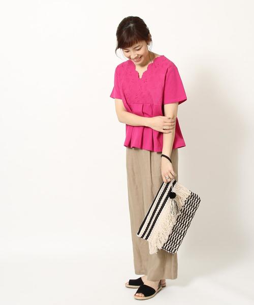 coen(コーエン)の「レースコンビカシュクールプルオーバー(Tシャツ/カットソー・レディース・ホワイト/ピンク/マスタード・FREE)」の17枚目の写真