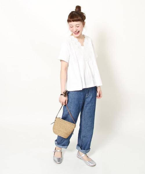 coen(コーエン)の「レースコンビカシュクールプルオーバー(Tシャツ/カットソー・レディース・ホワイト/ピンク/マスタード・FREE)」の14枚目の写真