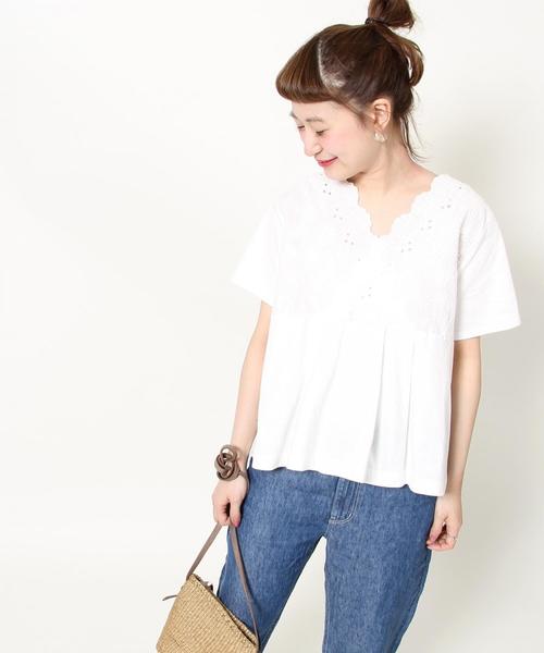 coen(コーエン)の「レースコンビカシュクールプルオーバー(Tシャツ/カットソー・レディース・ホワイト/ピンク/マスタード・FREE)」の13枚目の写真