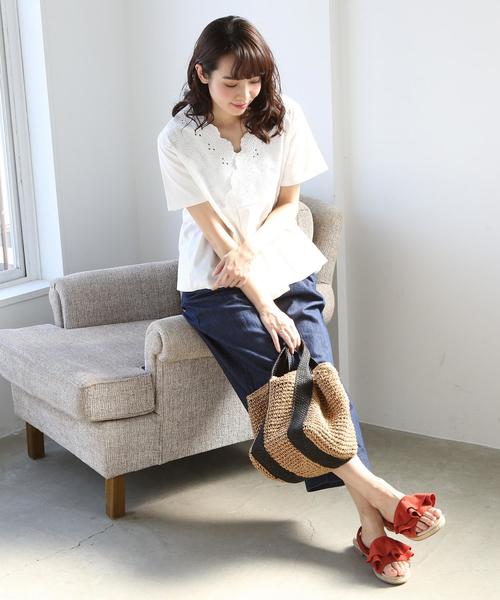 coen(コーエン)の「レースコンビカシュクールプルオーバー(Tシャツ/カットソー・レディース・ホワイト/ピンク/マスタード・FREE)」の10枚目の写真