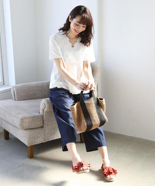 coen(コーエン)の「レースコンビカシュクールプルオーバー(Tシャツ/カットソー・レディース・ホワイト/ピンク/マスタード・FREE)」の9枚目の写真