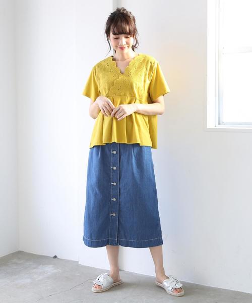 coen(コーエン)の「レースコンビカシュクールプルオーバー(Tシャツ/カットソー・レディース・ホワイト/ピンク/マスタード・FREE)」の7枚目の写真