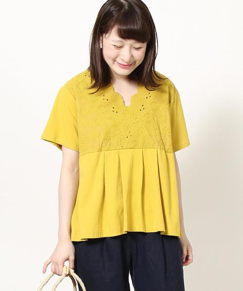 coen(コーエン)の「レースコンビカシュクールプルオーバー(Tシャツ/カットソー・レディース・ホワイト/ピンク/マスタード・FREE)」の6枚目の写真