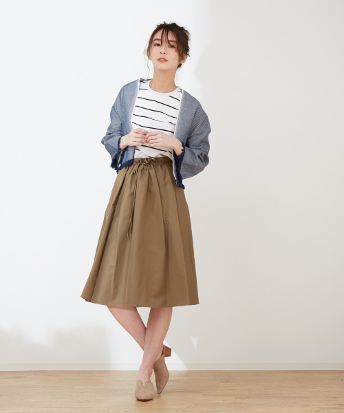 Abahouse Devinette（ドゥヴィネット）の「コットンシルクフロントギャザースカート（スカート・レディース・レッド/カーキ・フリー）」の6枚目の写真