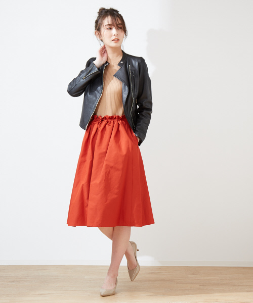 Abahouse Devinette（ドゥヴィネット）の「コットンシルクフロントギャザースカート（スカート・レディース・レッド/カーキ・フリー）」の13枚目の写真