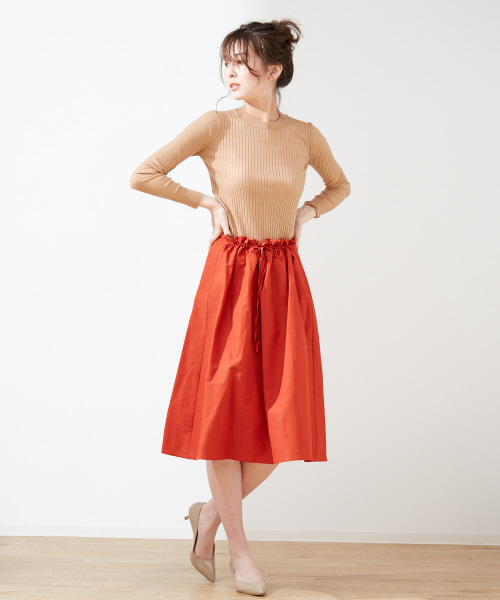 Abahouse Devinette（ドゥヴィネット）の「コットンシルクフロントギャザースカート（スカート・レディース・レッド/カーキ・フリー）」の12枚目の写真