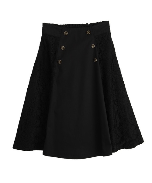 axes femme（アクシーズファム）の「フロントＷ釦カラースカート（スカート・レディース・ブラック/ネイビー/イエロー/ピンク系その他・MEDIUM）」の2枚目の写真