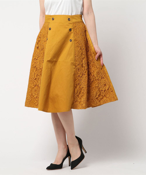 axes femme（アクシーズファム）の「フロントＷ釦カラースカート（スカート・レディース・ブラック/ネイビー/イエロー/ピンク系その他・MEDIUM）」の7枚目の写真